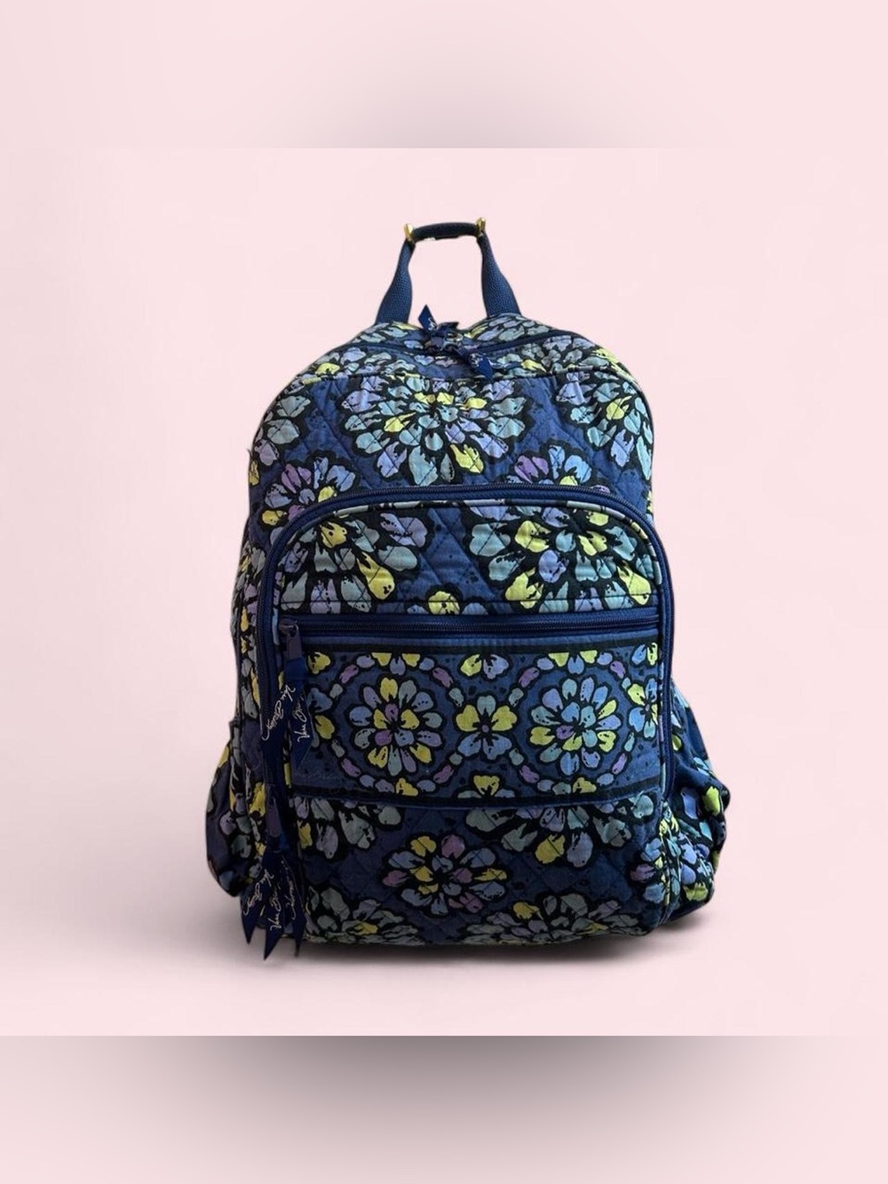 💙💚Vera Bradley Green/Blue Floral Full-size Quilted Fabric Backpack💚💙